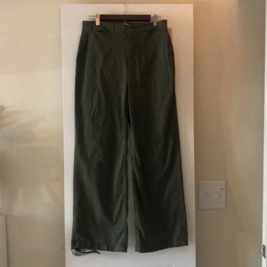 Army green wide-leg pants